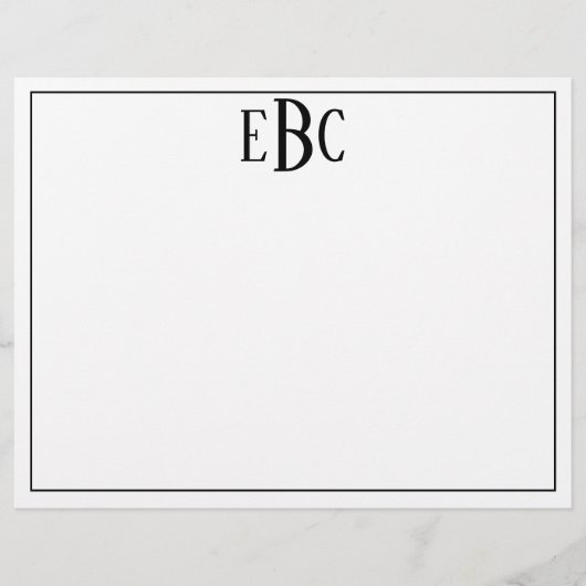 En-tête De Lettre Bloc-notes moderne Monogramme noir et blanc classi (Devant)