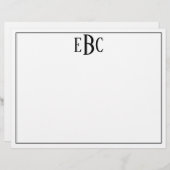 En-tête De Lettre Bloc-notes moderne Monogramme noir et blanc classi (Devant / Derrière)