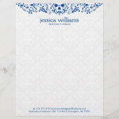 En-tête De Lettre Blue Lace on White Damasks Background (Devant)