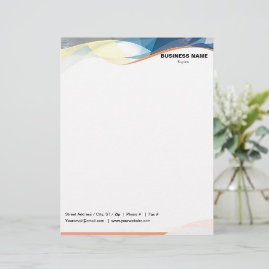 En-tête De Lettre Blue Yellow Gray Black Waves Border (Debout devant)