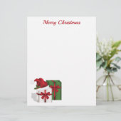 En-tête De Lettre Boîtes Cadeaux Blanches Et Vertes Avec Chapeau De (Debout devant)