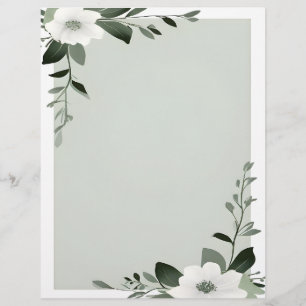 En-tête De Lettre Bordure de superposition de fleurs dans le vert Sa
