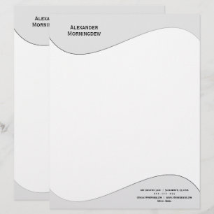 En-tête De Lettre Bordure d'étiquette plate - Vague dégradé gris 1