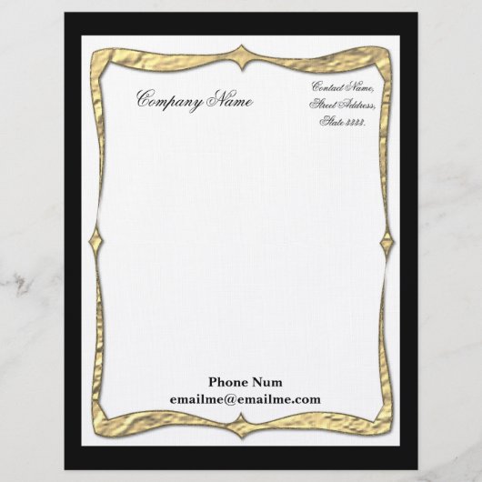 En-tête De Lettre Bordure d'or noir haut de gamme fixe (Devant)