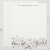 En-tête De Lettre Bordure florale blanche et grise (Devant / Derrière)