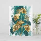 En-tête De Lettre Branche avec Feuilles d'or Ginko Biloba (Debout devant)