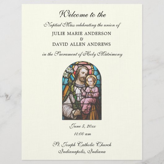 En-tête De Lettre Budget Programme de mariage catholique (Devant)