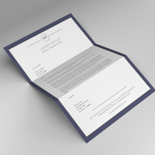 En-tête De Lettre Bureau moderne marine foncé et avocat de monogramm