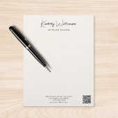 En-tête De Lettre Business Name Signature Script QR Code Cream