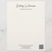 En-tête De Lettre Business Name Signature Script QR Code Cream (Devant)