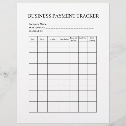 EN-TÊTE DE LETTRE BUSINESS PAYMENT TRACKER  (Devant)