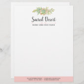 En-tête De Lettre Cactus succulent Boho de désert d'aquarelle (Devant / Derrière)