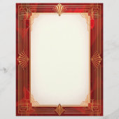 En-tête De Lettre Cadre Art déco or sur Arrière - plan rouge (Devant)
