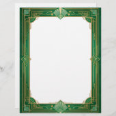 En-tête De Lettre Cadre Art déco or sur vert (Devant / Derrière)