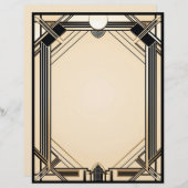 En-tête De Lettre Cadre Art Déco Tan Noir et Blanc (Devant / Derrière)