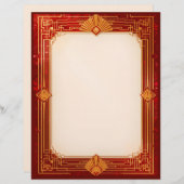 En-tête De Lettre Cadre de ventilateur or en rouge (Devant / Derrière)