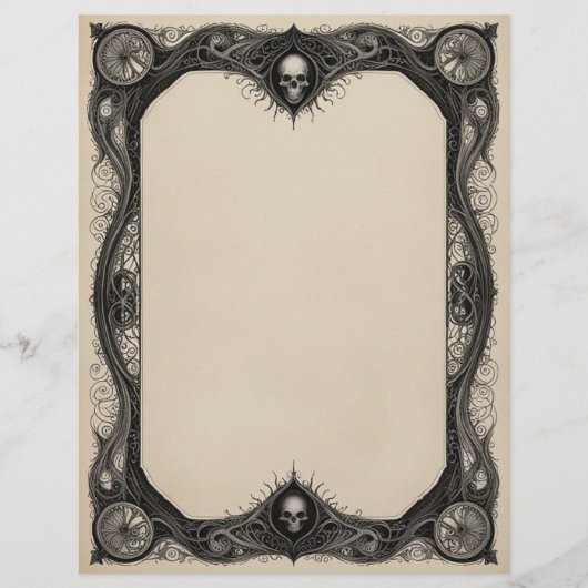 En-tête De Lettre Cadre Goth avec Crânes (Devant)