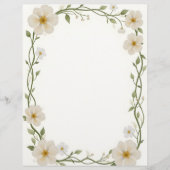 En-tête De Lettre Cadre Rectangle à fleurs blanches (Devant)