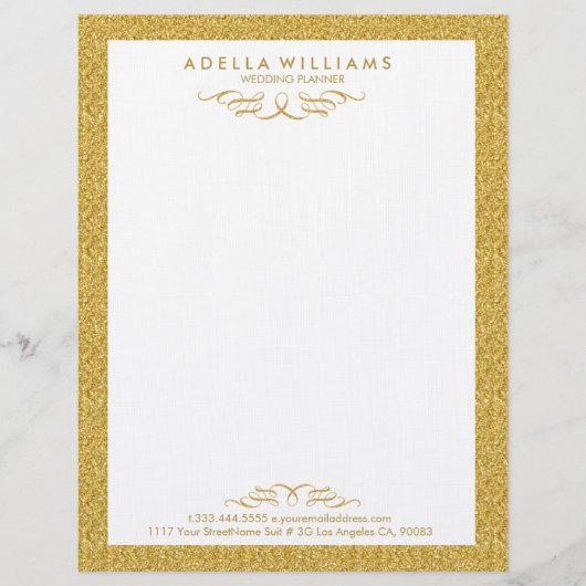 En-tête De Lettre Cadres à perches calligraphiques à Parties scintil (Devant)