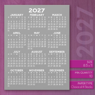 En-tête De Lettre Calendrier 2027 sur papier de format Lettre en-têt