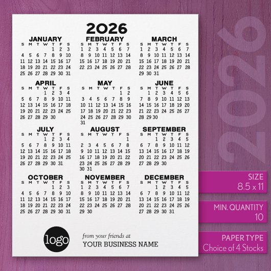 En-tête De Lettre Calendrier Black White Business - Vacances