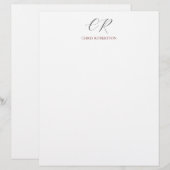 En-tête De Lettre Calligraphie Monogramme Nom Black White Cadeau per (Devant / Derrière)