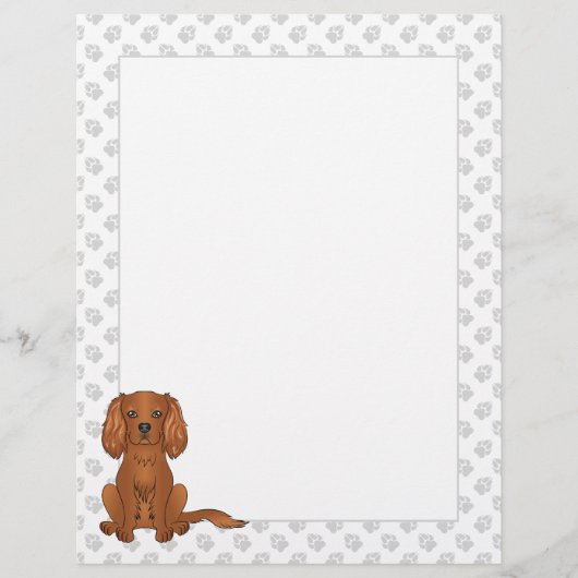 En-tête De Lettre Carlin Cavalier King Charles Spaniel Ruby de coule (Devant)