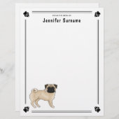 En-tête De Lettre Carlin Fun Chien Cute Mops Chien race Design (Devant / Derrière)