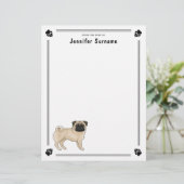 En-tête De Lettre Carlin Fun Chien Cute Mops Chien race Design (Debout devant)