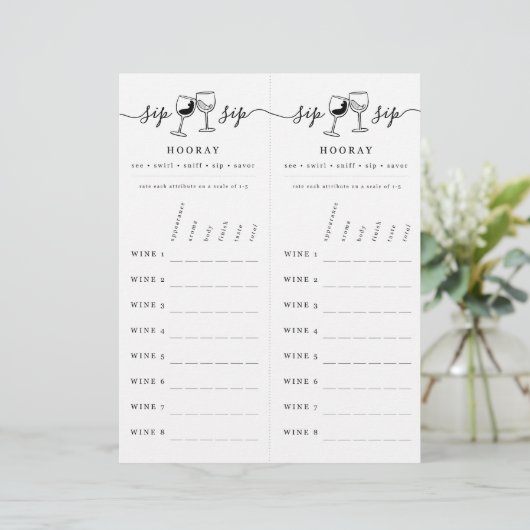 En-tête De Lettre Carte d'évaluation de dégustation de vin (Debout devant)