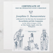 En-tête De Lettre Certificat de première communion pour filles (Devant / Derrière)