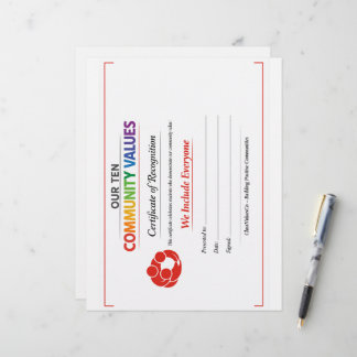 En-tête De Lettre Certificat de reconnaissance de la valeur d'inclus