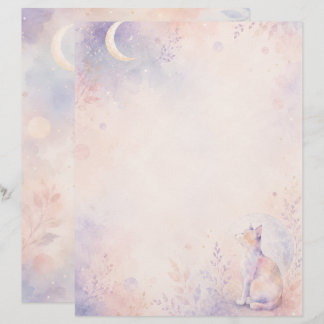 En-tête De Lettre Chat silencieux au clair de lune