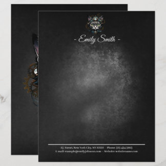 En-tête De Lettre Chatte steampunk mignonne avec des horloges et des
