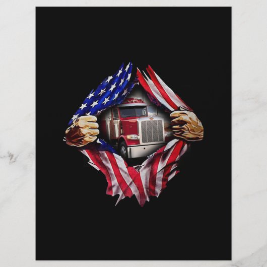 En-tête De Lettre Chauffeur de camion américain Drapeau Camion (Devant)