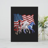 En-tête De Lettre Chevaux États-Unis Drapeau américain Cheval (Debout devant)