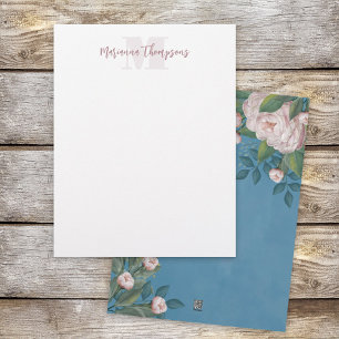 En-tête De Lettre Chic Blush rose Vintage Rose Floral Élégant Fleur
