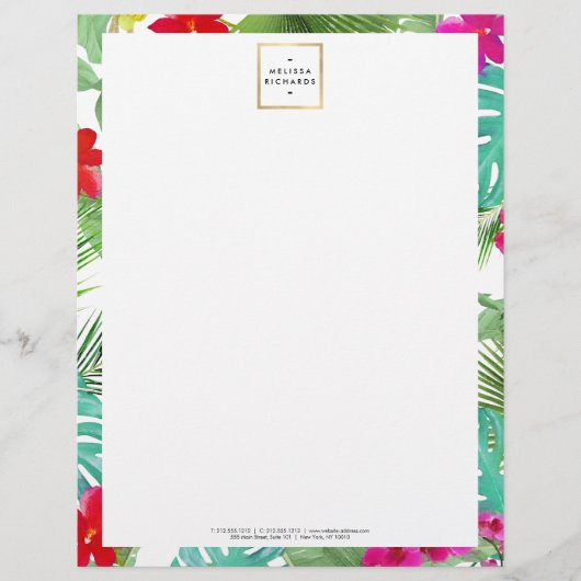 En-tête De Lettre Chic Tropical Print Watercolor Designer (Devant)
