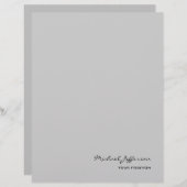En-tête De Lettre Chic Unique Script Calligraphie Nom Gris (Devant / Derrière)