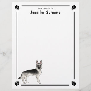 En-tête De Lettre Chien Berger Allemand Silver Sable et texte person