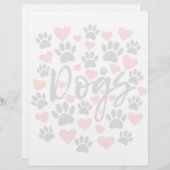 En-tête De Lettre Chiens Et Dessins Cardiaques (Devant / Derrière)