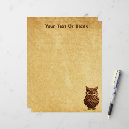 En-tête De Lettre Chouette du cône de pin (Devant/Arrière en situation)