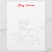 En-tête De Lettre Christmas letterhead with Santa's reindeer drawing (Devant)