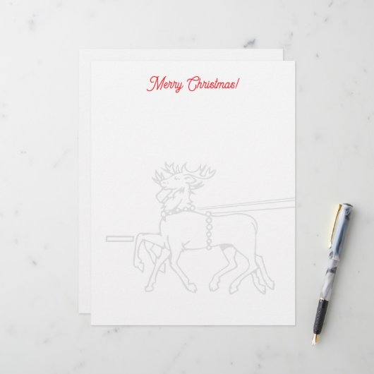En-tête De Lettre Christmas letterhead with Santa's reindeer drawing (Devant/Arrière en situation)