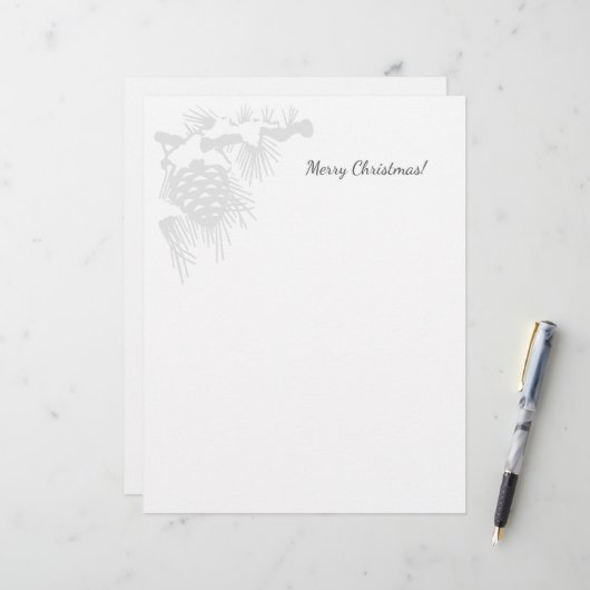 En-tête De Lettre Christmas letterhead with snowy pine cone logo (Devant/Arrière en situation)