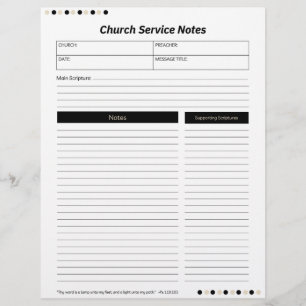 En-tête De Lettre Church Service Christian Black Notes