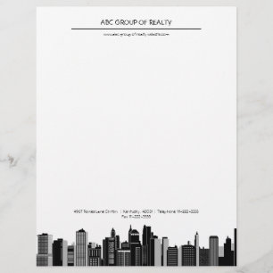 En-tête De Lettre Cityscape Immobilier moderne
