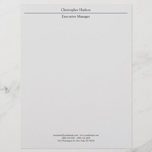 En-tête De Lettre Classique Professionnel Gris clair Simple (Devant)
