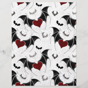 En-tête De Lettre Coeur d'Halloween avec ailes de chauve-souris noir