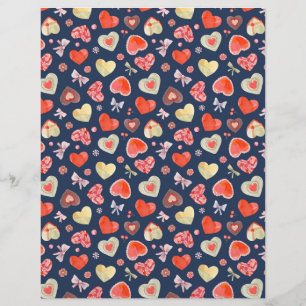 En-tête De Lettre Coeurs d'aquarelle romantique